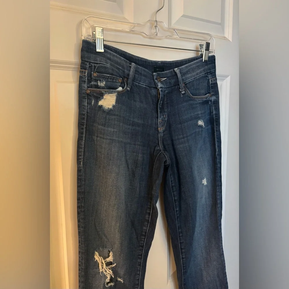 Mother Denim The Looker Ankle Fray in Distressed Alley Cat Wash, Size 25